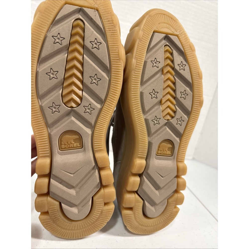 SOREL Waterproof Suede  Sneaker lifted Beige Rubber Sole Round Toe women's 10.5 - Picture 8 of 11